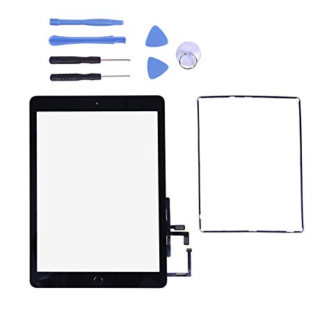 Touch Screen Digitizer for 2017 iPad 9.7 - Front Glass Replacement with Home Button & Tool Repair Kit (A1822, A1823) - Black