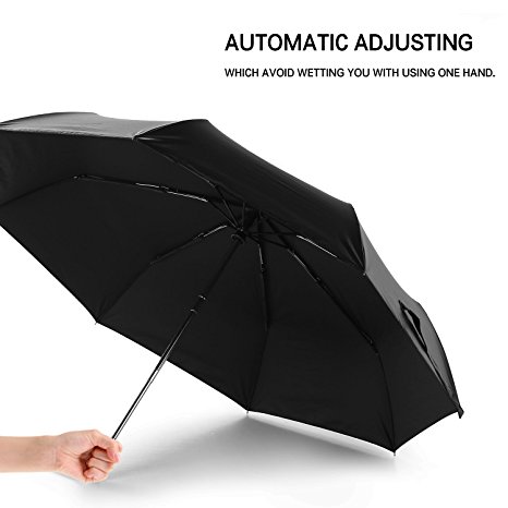 Nicecho Windproof Umbrella, Unbreakable Light Vinyl Canopy Travel Rain Umbrella, Auto Open Close Stylish Black Design for Women & Men, Lifetime Replacement Guarantee