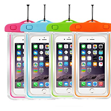 4Ppack Waterproof Case Universal CellPhone Dry Bag Pouch CaseHQ for Apple iPhone 6S, 6, 6S Plus, SE, 5S, Samsung Galaxy S7, S6 Note5, HTC LG Sony Nokia Motorola up to 5.7" diagonal