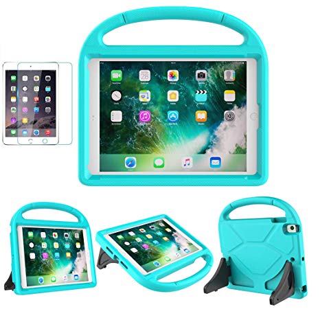 Suplik iPad 9.7" 2018(Gen 6) / 2017(Gen 5) Case for Kids Duable Shockproof Protective Handle Bumper Stand Cover with Screen Protector for 9.7 inch iPad 5/6,Air 1/2,Pro 9.7, Teal