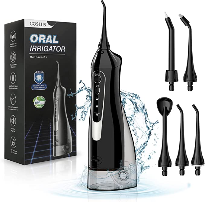 Water Dental Flosser Teeth Pick: Portable Cordless Oral Irrigator 300ML Rechargeable Travel Irrigation Cleaner Waterproof Electric Waterflosser Traveling Flossing Machine for Teeth Cleaning