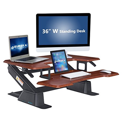 Eureka Ergonomic Height-Adjustable Standing Desk, 36-Inch Wide, Cherry