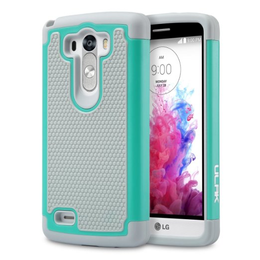 LG G3 Case,ULAK Dual Layer Rugged Hard Hybrid Protective Case for LG G3 (AT&T D850,T-moble D851)- Mint/Grey