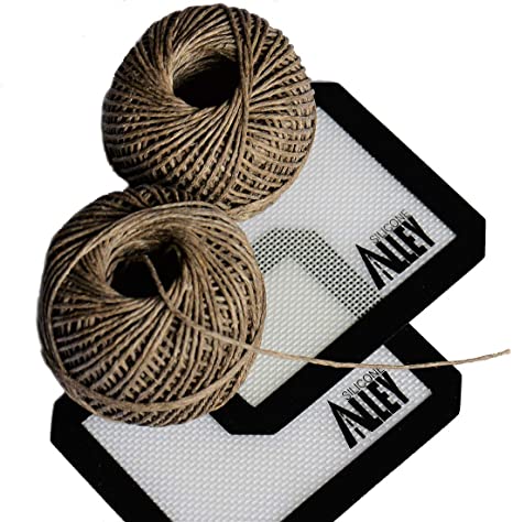 Hemp Wick [420 Feet] with Natural Beeswax Coating | 100% Organic | 2mm Thick for Longer Life / 210ft (2) + 5" x 4" Non Stick Mat (2)
