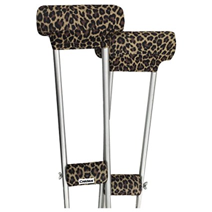 Crutcheze Leopard Underarm Crutch Pad and Hand Grip Covers with Comfortable Padding, Washable Designer Fashion Orthopedic Products Accessories