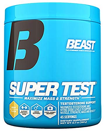 Beast Sports Nutrition Super Test Powder-Fast-Acting Test Booster with KSM-66 Increase Testosterone & Nitric Oxide, Liver & Kidney Support. Build Muscle, Burn Fat, Boost Libido. 45 Servings, Iced Tea