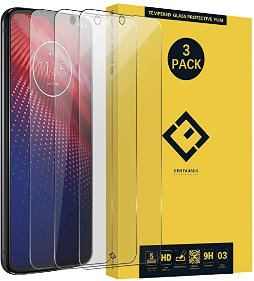 (3 Pack) Moto Z4 Screen Protector by CENTAURUS, Bubble-Free Case-Friendly Ultra-Thin Anti-Fingerprint Clear 9H Hardness Tempered Glass Protective Film Compatible with Motorola Moto Z4 XT1980 6.4 inch