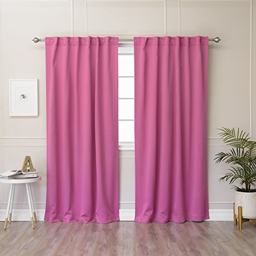 Best Home Fashion Thermal Insulated Blackout Curtains - Back Tab/ Rod Pocket - Pink - 52"W x 84"L - (Set of 2 Panels)
