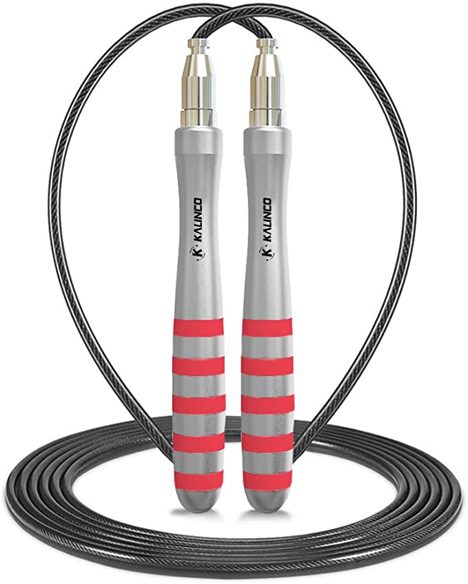 KALINCO High Speed Jump Rope,Screw-Free Design, Skipping Rope,Weighted Tangle-Free,Patent Self-Locking,Adjustable Length,Aluminum Handles with 2 Cable Ropes-Perfect for Fitness and Training