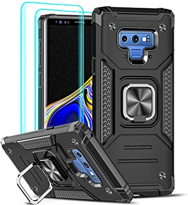 LeYi Compatible with Galaxy Note 9 Case, Samsung Galaxy Note 9 Case with [2 x 3D Curved Screen Protector], [Military-Grade] Protective Phone Cover Case with Ring Kickstand for Samsung Note 9, Black