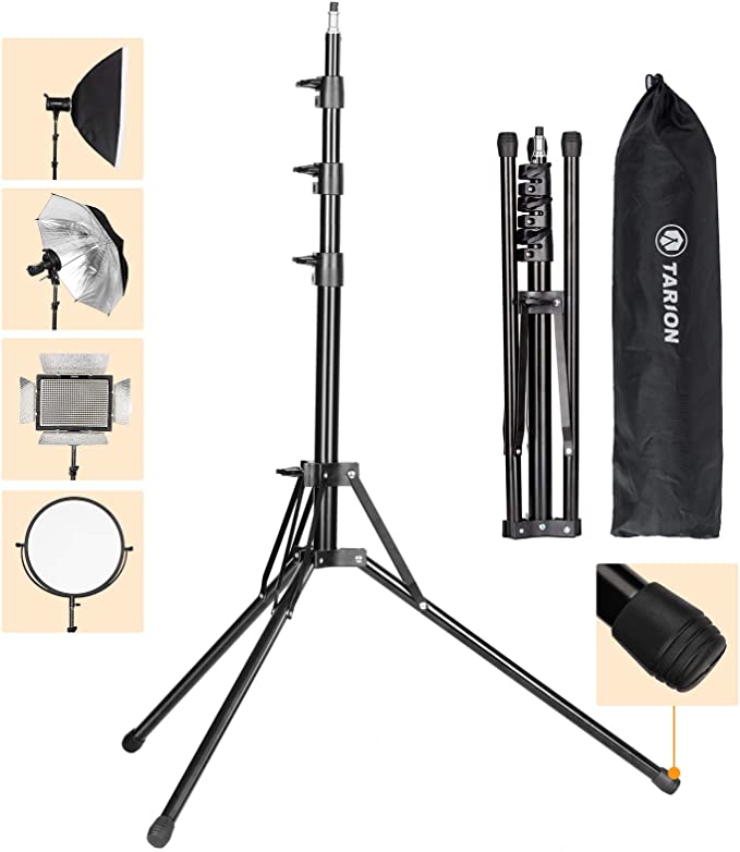 TARION Photographic Lighting Stand 78.7"/6.6ft Studio Light Tripod Stand Foldable Aluminum Photography Light Stand Boom for Reflector Umbrella Softbox Light Background