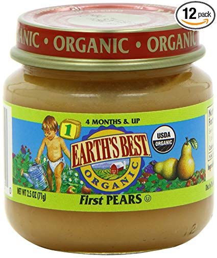 Earth's Best Organic Stage 1, First Pears, 2.5 Ounce (Pack of 12)