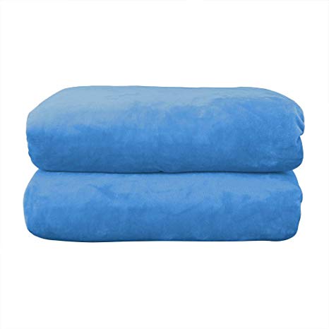 9.8 Newton Soft Weighted Blanket, (17 lbs, 60” × 80”, Blue) Soft Minky Fabric with Glass Beads.