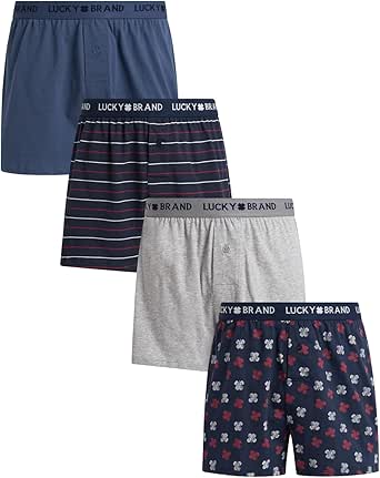 Lucky Brand Men's Boxer Shorts – 4 Pack Loose Fit Soft Knit Mens Underwear Boxers - Lightweight Boxers for Men (S-XL)