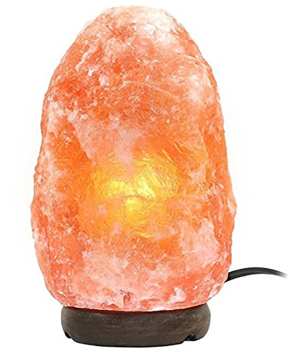 Homipooty Natural Himalayan Rock Crystal Salt Lamp Hand Carved with Elegant Wood Base,Dimmer Control & Bulb. 5-7 Inch, 4-7lbs,Cleanses Air for Office Home Bedroom Yoga