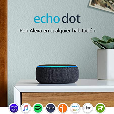 Echo Dot (3.ª generación) Reacondicionado Certificado - Altavoz inteligente con Alexa, tela de color antracita