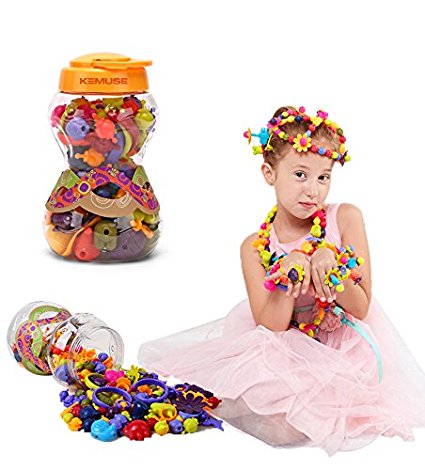 Kemuse Kids Pop beads Set- Creative DIY Jewelry Kit for Girls Necklace and Bracelet Art Crafts Gifts Toys - 85 Pieces