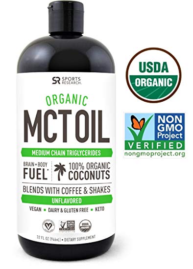 USDA Organic MCT Oil made from only Coconut (32oz) ~ Non-Gmo Project Veified, Vegan, Keto and Paleo Diet Certified ~ Great for Coffee,Tea, Smoothies & Salad Dressings ~ Unflavored