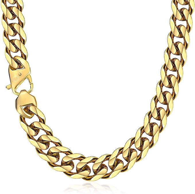 Trendsmax 15mm Curb Cuban Chain Link Necklace for Men Boys Heavy 316L Stainless Steel Silver Gold Color 18 20 24 30 inch