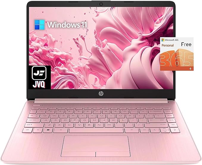 HP Stream Laptop, 14" HD Display, Intel Celeron N4020 Processor, 16GB Memory, 320GB Storage (64GB eMMC   256GB USB), 1-Year Office 365, Webcam, HDMI, Wi-Fi, USB-C, Windows 11 Home, Pink, JVQ MP