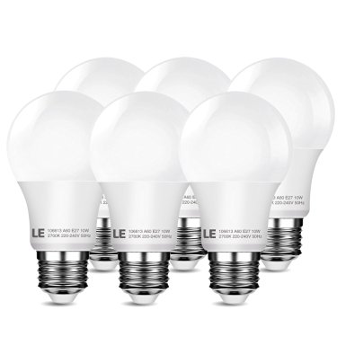 LE 6 Packs 10W A60 E27 LED Bulbs, 60W Incandescent Bulbs Equivalent, 800lm, 2700K Warm White, LED Light Bulbs