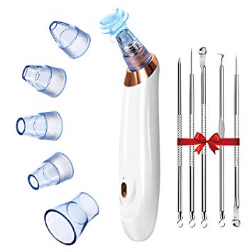 Blackhead Remover Pore Vacuum, EIVOTOR 5 in 1 Electric Blackhead Vacuum Comedone Extractor Tool Comedo Suction Kit Beauty Device Face Nose Blackhead Remover With USB Rechargeable 3 Adjustable Strength