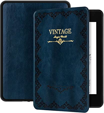 Ayotu Magic Book Series Case for Kindle Paperwhite 2018 - PU Leather Smart Cover with Auto Wake/Sleep - Fits Amazon The Latest Kindle Paperwhite Leather Cover (10th Generation-2018),K10 Retro Blue