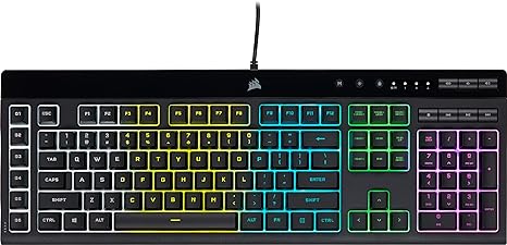 Corsair K55 PRO LITE RGB Wired Membrane Gaming Keyboard (5-Zone Dynamic RGB Backlighting, Six Macro Keys with Stream Deck Integration, IP42 Dust and Spill Resistant, Dedicated Media Keys) Black