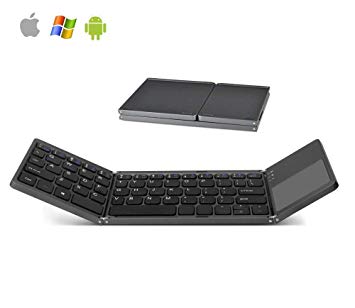 Arkscan KB31 Foldable Wireless Keyboard & Touchpad Mini Pocket Size for iOS/iPad / iPhone, Android, Windows, PC, Tablet, Smartphone, Apple TV, PS4 & other devices w/Bluetooth, Rechargeable Portable