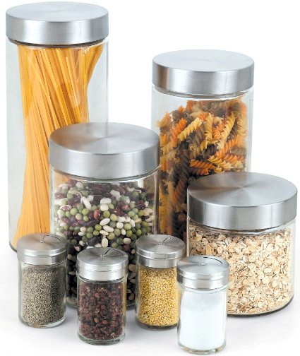 Cook N Home Glass Canister and Spice Jar Set, 8-Piece