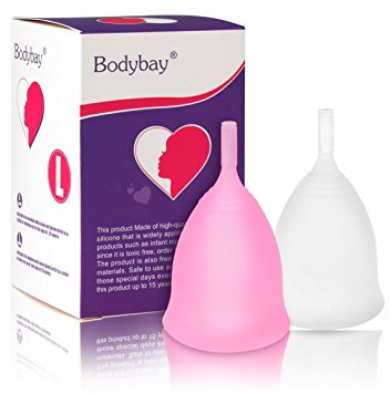 Bodybay Menstrual Cups Is Better Than Hands Down!Say Goodbye to Tampons.Choose Bodybay Cups for Menstrual(Set of 2 Cup,White and Pink) (Small)