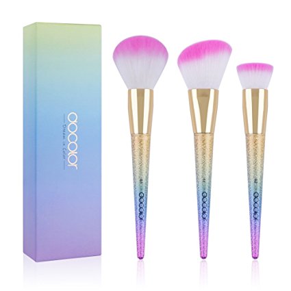 Docolor 3Pcs Makeup Brushes Face Flat Kabuki Foundation Powder Contour Brush Cosmetic Make Up Tool