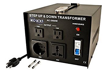 Regvolt AC-2000 Step Up & Down Voltage Converter Transformer, 2000 Watts - Heavy Duty Continuous Use Voltage Converter 110 Volt and 220 Volts with Circuit Breaker Protection, CE Certified