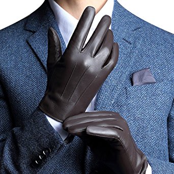 Harrms Best Touchscreen Italian Nappa Genuine Leather Gloves for men's Texting Driving Cashmere Lining