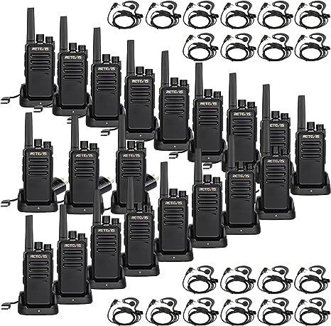 Retevis RT68 Walkie Talkies with Earpiece,Heavy Duty Walkie Talkie Long Range for Adults,Rechargeable 2 Way Radios with Headset for Restaurant School Manufacturing Healthcare(20 Pack)