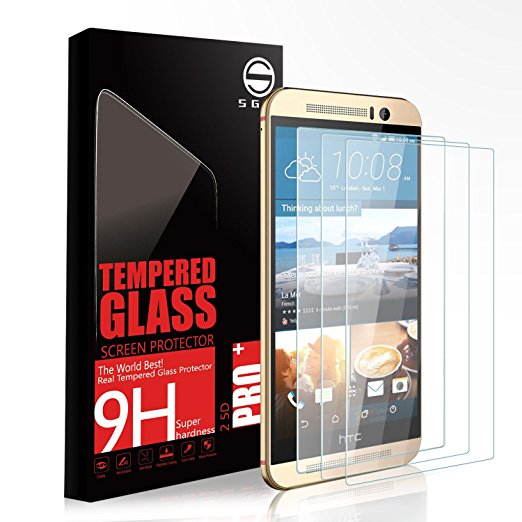 HTC One M9 Glass Screen Protector SGIN, [3Pack]Highest Quality Premium Tempered Glass Anti-Scratch, Clear HD Screen Film for HTC One M9