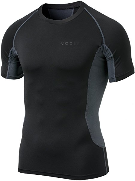 Tesla Mens Short Sleeve T-Shirt Cool Dry Compression Baselayer MUB73/MUB03/R13/R14