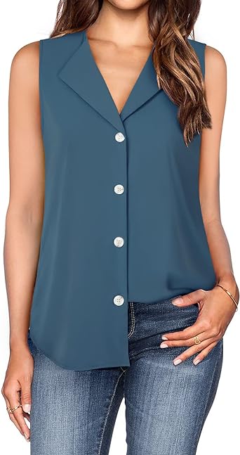 Lotusmile Women's Chiffon Button Down Blouses for Work Business Casual Dressy Shirts Office Tank Tops