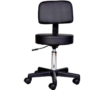 HomCom Adjustable Swivel Salon Massage Spa Seat Tattoo Chair Stool - Black