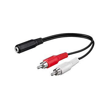 Goobay 50092 Audio Cable Adapter, 3.5 mm Female to RCA Male, Black, 0.2 m Cable Length