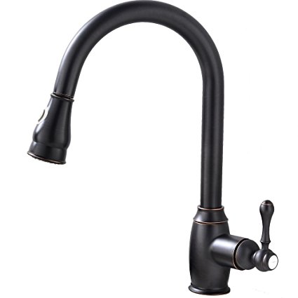 Oil Rubbed Bronze Single Handle Pull Out Sprayer Kitchen Sink Faucet