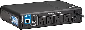 Tripp Lite Cloud-Connected 600VA UPS Battery Backup and Surge Protector, Remote Management & Monitoring, 300W, 4 Outlets, Computer UPS, Wall Mount Option, 5ft Cord, 3-Year Warranty (BC600RNC)