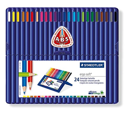 Staedtler Ergosoft Colored Pencils Set of 24 Colors in Stand-up Easel Case 157SB24