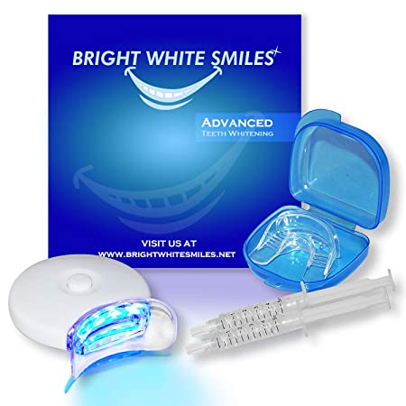 Teeth Whitening Kit LED Light Activated Teeth Whitener - 2x 5ml Strongest Carbamide Peroxide Gel Syringes - Plus Mouth Tray & Case