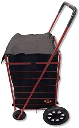 Extra Large Heavy Duty Folding All Purpose Utility Shopping Grocery Luggage Storage Cart Jumbo Size with Swivel Wheels-Capacity up to 150 lb, Red (Red Cart with Black Liner)