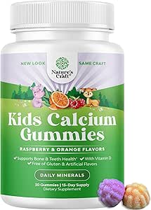 Tasty Kids Calcium Gummies - Vitamin D & Calcium Gummies for Children - Vitamin Gummies with Calcium & Vitamin D for Muscle Bone & Development - Gelatin-Free Kosher Childrens Gummies 30ct (1 Pack)