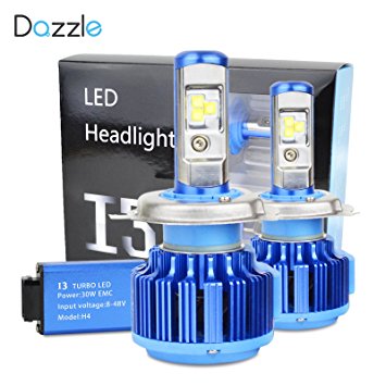 Dazzle LED Headlight Bulbs Conversion Kit - H4 (9003 HI/LO) 9003 - 7,200Lm 60W 6000K Cool White CREE - 2 Yr Warranty
