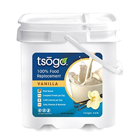 Tsogo Vanilla Meal Replacement Shake w/ Total Daily Nutrition (Complete Nutrition) - Vanilla Flavor w/ 17 Grams of Protein/Serving (1 bucket, 140-280 Meals, 427oz)