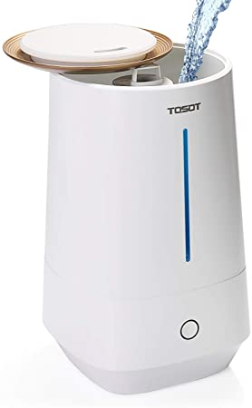TOSOT Cool Mist Humidifier, Top Fill 4L/1.1 Gallon Tank, Diffuser Humidifier for Bedroom, White