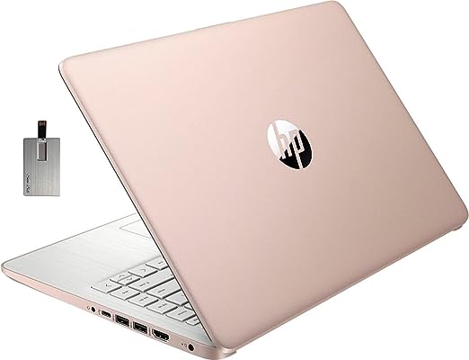 HP 2022 Stream 14" HD BrightView Laptop, Intel Celeron N4120, 8GB RAM, 64GB SSD, Intel HD Graphics, 720p Webcam, 1 Year Office 365, Gold, Win 11, 32GB Snowbell USB Card